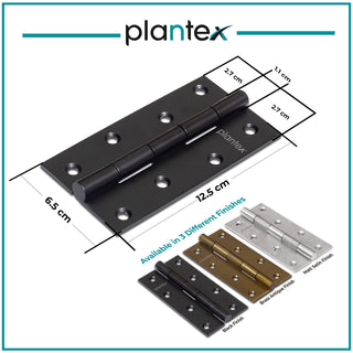 Plantex Heavy Duty Stainless Steel Door Butt Hinges 5 inch x 12 Gauge/2.5 mm Thickness Home/Office/Hotel for Main Door/Bedroom/Kitchen/Bathroom - Pack of 24 (Black)