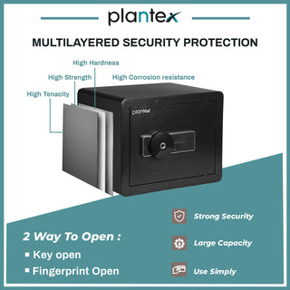 Plantex Digital Locker/safe locker for Home & Office/38 Litres/Safety locker/Electronic Locking system with Fingerprint and keylock - (Black)