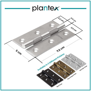 Plantex Heavy Duty Stainless Steel Door Butt Hinges 3 inch x 16 Gauge/1.5 mm Thickness Home/Office/Hotel for Main Door/Wooden/Bedroom/Kitchen - Pack of 24 (Satin Matt)