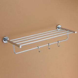 Plantex 304 Grade Stainless Steel Towel Rack with Hooks/Bathroom Towel Rod/Towel Hanger/Bathroom Accessories - Nipron (24-inch) Chrome