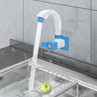 Plantex ABS Plastic ES-115 Single Lever Sink Cock 360 Degree Swivel Spout for Kitchen Faucet/Sink Cock with Plastic Flange (Blue & White)