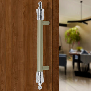 Plantex Stainless Steel 14 inches Main Door Handle/Door & Home Decor/Door Handles for Main Door/Wooden & Glass Door Handle/Push & Pull Door (Satin White & Chrome, Pack of 1)