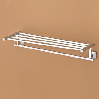 Plantex 304 Grade Stainless Steel Towel Rack for Bathroom/Towel Stand/Hanger/Bathroom Accessories - Squaro (18 Inch-Chrome)