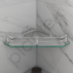 Plantex Diamond Glass Shelf for Bathroom/Kitchen Corner Shelf Wall Storage Shelf - Bathroom Accessories for Home Decor (9x9 Inches) (Transparent - Pack of 1)