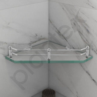 Plantex Premium Diamond Transparent Glass Corner Shelf for Bathroom/Kitchen Shelf/Bathroom Accessories (9x9 Inches) - Pack of 3