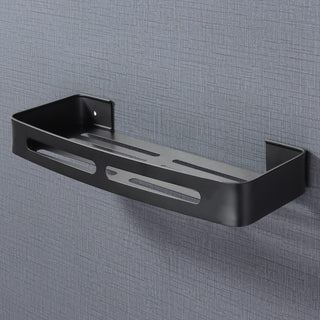 Plantex Shelf for Bathroom Wall Mounted/Space Aluminium Rack for Bathroom Storage with Removable Hooks/Bathroom Accessories (Advance Matte Black, 12x5 inches)