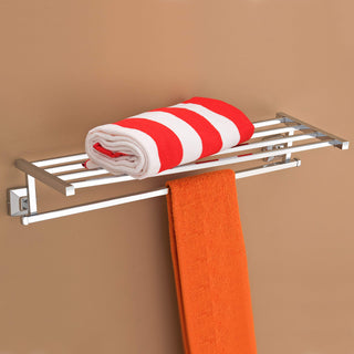 Plantex Stainless Steel 304 Grade Squaro Towel Rack for Bathroom/Towel Stand/Hanger/Bathroom Accessories (24 Inch-Chrome)