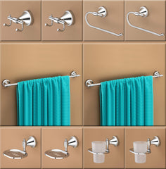 Plantex Stainless Steel 304 Grade Bathroom Accessories Set/Bathroom Hanger for Towel/Towel Bar/Napkin Ring/Tumbler Holder/Soap Dish/Robe Hook (Niko - Pack of 10)