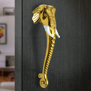 Plantex Heavy Duty Door Handle/Door & Home Decor/11-inches Elephante Shape Main Door Handle/Door Pull Push Handle - Pack of 1 (Golden Finish)