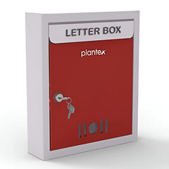 Plantex Big Size Letter Box for Home/Mail Box/Letter Box for gate and Wall with Key Lock (Red & Ivory)