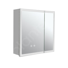 Plantex LED Mirror Cabinet for Bathroom with Defogger/Double Door Cabinet/Bathroom Organizer/Shelf - 18x18 Inches