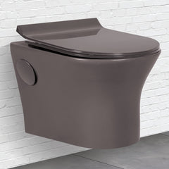 Plantex Platinium Ceramic Rimless Wall Hung Western Toilet/Commode for Toilet/Commode With Soft Close Toilet Seat - P Trap (Smoke)