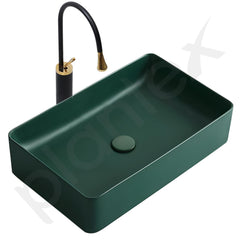 Plantex Designer Ceramic Basin for Bathroom/Washbasin/Countertop Rectangular Basin - Aqua Green