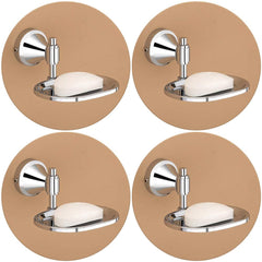 Plantex Stainless Steel 304 Grade Niko Soap Holder for Bathroom/Soap Dish/Bathroom Accessories(Chrome) - Pack of 4