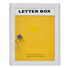 Plantex Virgin Plastic A4 Letter Box - Mail Box/Outdoor Mailboxes Home Decoration with Key Lock (Yellow & White) - Wall Mount