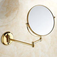 Plantex Brass and 304 Grade Stainless Steel Body Two-Sided 360° Swivel Mirror/Makeup Mirror/Vanity Mirror Wall Mounted, Brass Antique Finish (8 inches-10x)