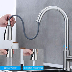 Plantex Designer Single Lever Sink Hot & Cold Water Mixer Pull Down Tap/ Kitchen Sink Faucet with Pull Out Sprayer Deck Mounted- Chrome Finish