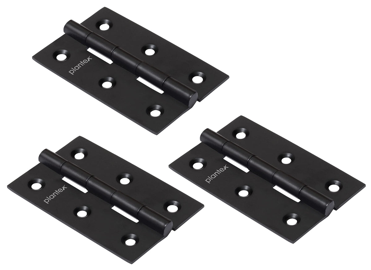 Plantex Heavy Duty Stainless Steel Door Butt Hinges 3 inch x 16 Gauge/1.5 mm Thickness Home/Office/Hotel for Main Door/Wooden/Bedroom/Kitchen - Pack of 48 (Black)