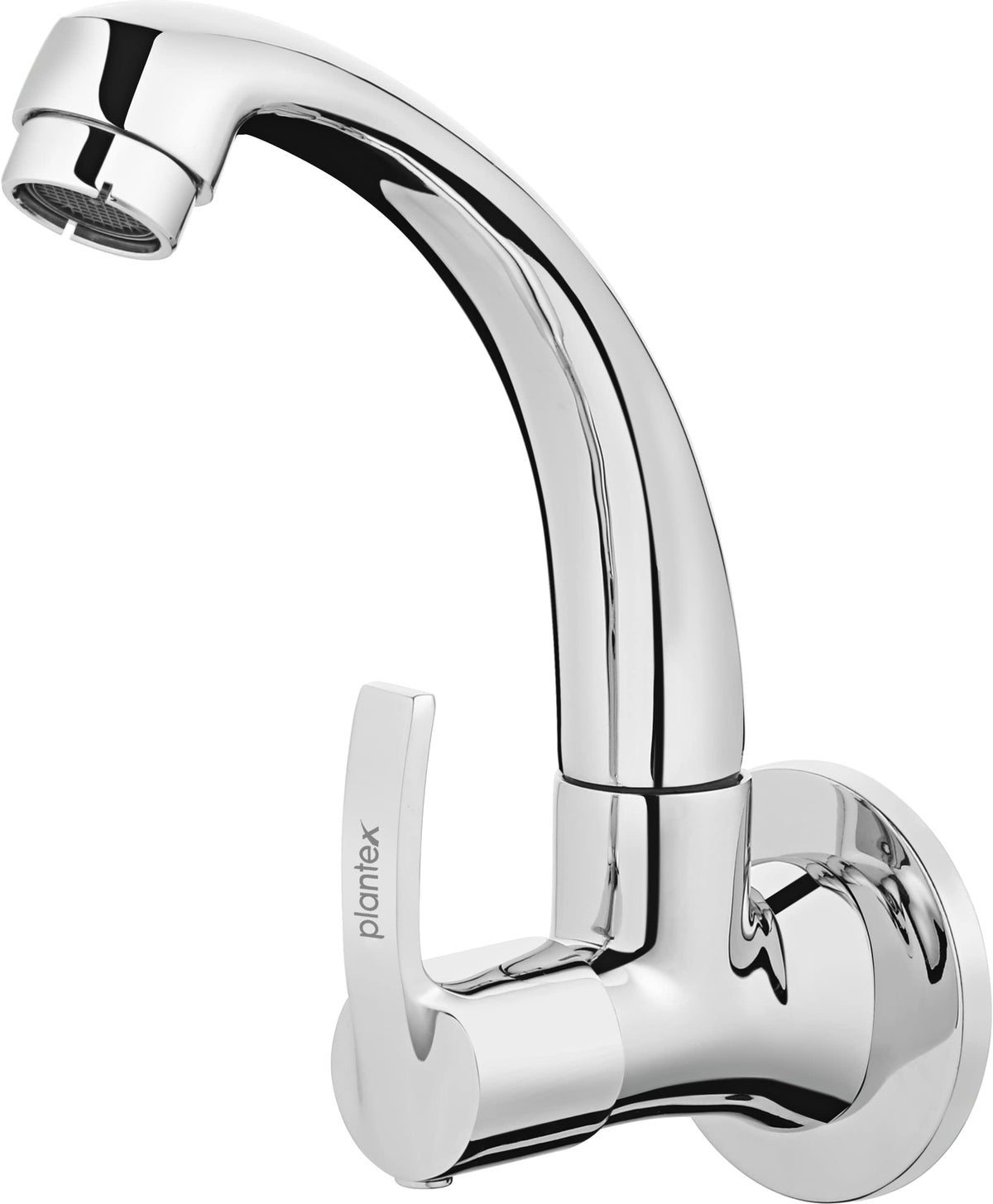 Plantex AQ-1410 Pure Brass Kitchen Sink Cock/Bathroom Basin Tap with Brass Wall Flange & Teflon Tape- Wall Mount (Mirror-Chrome Finish)