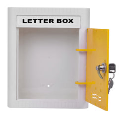 Plantex Virgin Plastic A4 Letter Box - Mail Box/Outdoor Mailboxes Home Decoration with Key Lock (Yellow & White) - Wall Mount