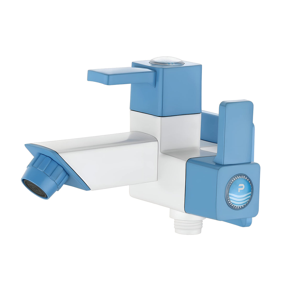 Primax PTMT ES-117 Single Lever 2 way Bib Cock with Plastic Flange for Bathroom (Blue & White)