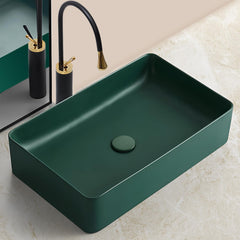 Plantex Designer Ceramic Basin for Bathroom/Washbasin/Countertop Rectangular Basin - Aqua Green