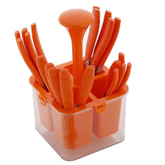 Plantex Oppo Cutlery Set with Storage Box/Spoon Set/Spoon Stand for Kitchen and Dining (24 Pieces - Orange)