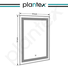 Plantex LED Mirror Glass with Sensor for Bathroom/Single Tone (White Light)/Designer Mirror for Living Room/Bedroom/Dressing Room – Rectangle Shape (18x24 inch)