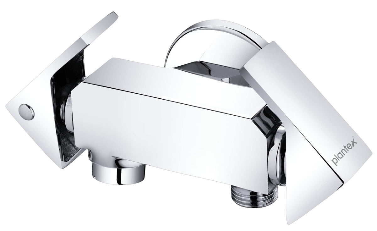 Plantex Pure Brass PRI-307 2 Way Bib Cock/ 2 in 1 Tap/Angular tap for Bathroom with Brass Wall Flange & Teflon Tape (Mirror-Chrome Finish)