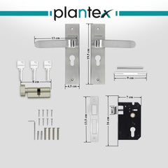 Plantex Heavy-Duty Door Lock Set - Main Door Lock Handle Set/ 6-lever Lock Mechanism with 3 Years of Warranty/Mortise Lock with 3 Keys, Brass Lock Body & Cylinder(8110 - Matt)