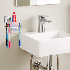 Plantex Stainless Steel 304 Grade Squaro Tooth Brush Holder/Tumbler Holder/Bathroom Accessories(Chrome) - Pack of 4