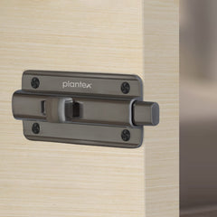 Plantex Premium Heavy Duty Door Stopper/Door Lock Latch for Home and Office Doors - Pack of 4 (Satin Black-Matt)