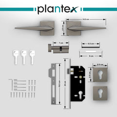 Plantex Heavy Duty Door Lock- Main Door Lock Set with 3 Keys/Mortise Door Lock for Home/Office/Hotel (7083-Satin Black)