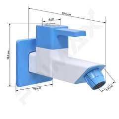 Plantex PTMT ES-111 Bibcock Water Tap for Bathroom with Teflon Tape and Plastic Wall Flange (Blue & White)