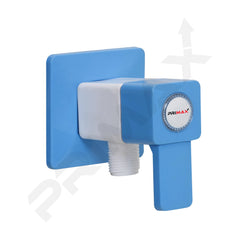 Plantex PTMT ES-114 Single Way Angle valve with Plastic Wall Flange and Teflon Tape for Bathroom| Washing Machine| Garden Tap (Blue & White)