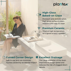 Plantex Designer Ceramic Basin for Bathroom/Washbasin/Countertop Rectangular Basin - Aqua Green