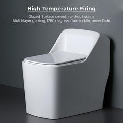 Plantex Platinium Ceramic Rimless One Piece Western Toilet/Water Closet/Commode With Soft Close Toilet Seat - S Trap Outlet (White)