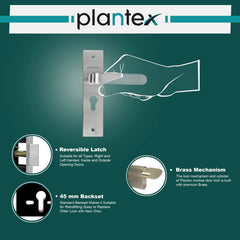 Plantex Heavy-Duty Door Lock Set - Main Door Lock Handle Set/ 6-lever Lock Mechanism with 3 Years of Warranty/Mortise Lock with 3 Keys, Brass Lock Body & Cylinder(8110 - Matt)