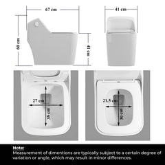 Plantex Platinium Ceramic Rimless One Piece Western Toilet/Water Closet/Commode With Soft Close Toilet Seat - S Trap Outlet (White)