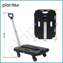 Plantex Multipurpose Foldable Platform Trolley/Hand Truck and Portable Dolly Push Kart with Telescopic Handle and Foldable Guarded Wheels – (APS-723-FW-99HA-Black & Blue)