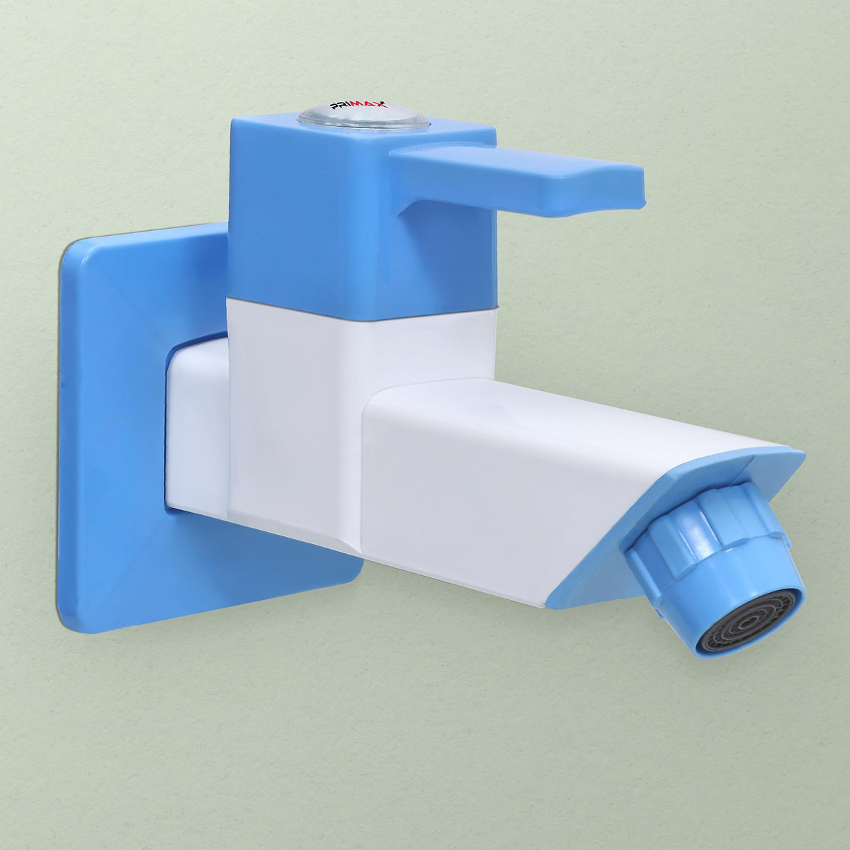 Plantex PTMT ES-111 Bibcock Water Tap for Bathroom with Teflon Tape and Plastic Wall Flange (Blue & White)