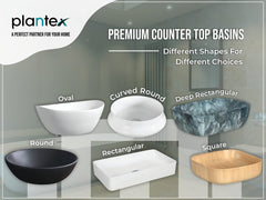 Plantex Platinium Ceramic Tabletop Round Wash Basin/Countertop Bathroom Sink (White, 16 x 16 x 6 Inch)