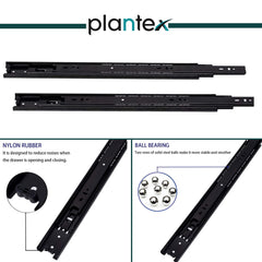 Plantex Drawer Channel/Telescopic Slide/Drawer Slide/Full Extension Ball Bearing Telescopic Channel Runner for Kitchen & Wardobe-1 Pair (12-Inch,Black)