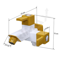 Plantex PTMT EDS-127 Two-way Bibcock Water Tap with Plastic Wall Flange & Teflon Tape/ 2-way Angle Valve with Attachment for Health Faucet (Yellow & White)