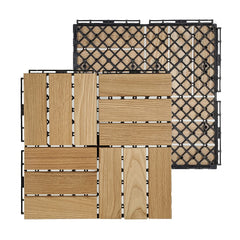 Plantex Tiles for Floor-Interlocking Wooden Tiles/Garden Tile/Quick Flooring Solution for Indoor/Outdoor Deck Tile-Pack of 1 (ASH Wood)