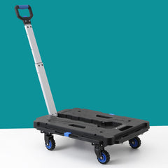 Plantex Multipurpose Foldable Platform Trolley/Hand Truck and Portable Dolly Push Kart with Telescopic Handle and Foldable Guarded Wheels – (APS-723-FW-99HA-Black & Blue)