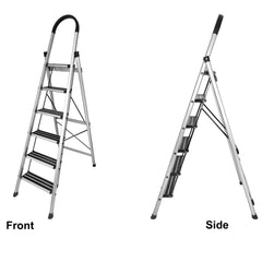 Plantex 6 Steps Ladder for Home/Aluminium Foldable Ladder/Wide Anti Skid Steps/Strong Wide Steps Ladder (Anodize Coated-Gold)