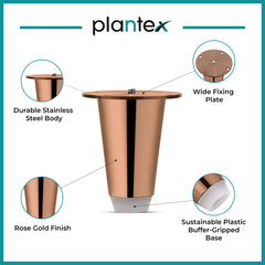 Plantex Heavy Duty Stainless Steel 3 inch Sofa Leg/Bed Furniture Leg Pair for Home Furnitures (DTS-53, Rose Gold) – 4 Pcs