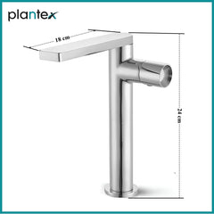 Plantex Designer Pure Brass 360° Degree Wash Basin Tap for Bathroom/Single Knob Hot & Cold Basin Mixer – Pack of 1 (Brass - Chrome)