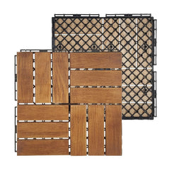 Plantex ASH Wood Interlocking Deck Tiles for Garden/Patio/Terrace/Indoor and Outdoor Flooring - Waterproof Flooring Tiles - Pack of 12 (Wood - 12x12 Inch)